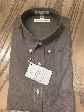 Geoffrey Beene Brown Micro-Pattern Button-Down Shirt
